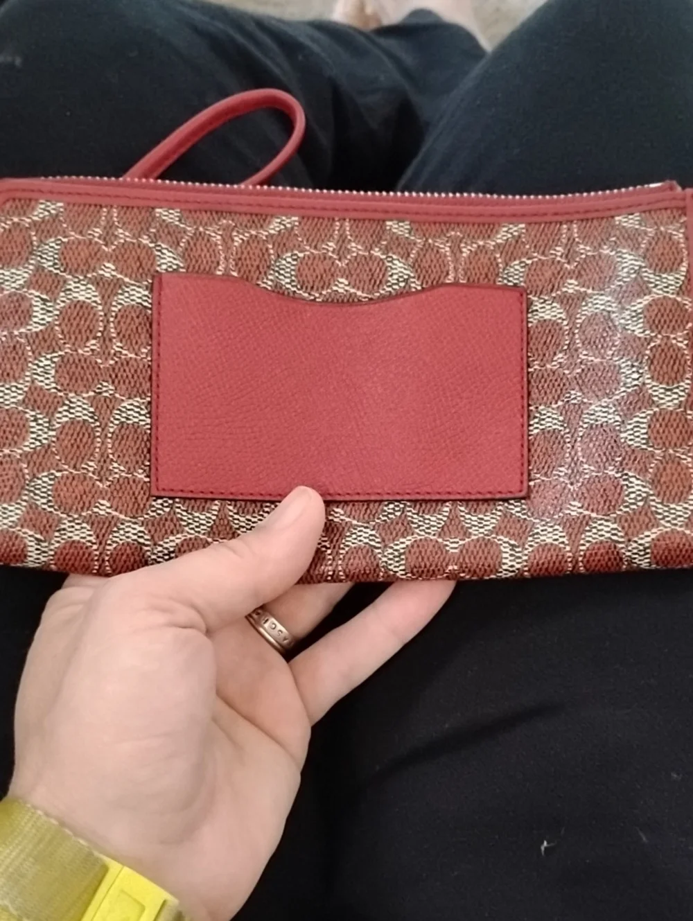Coach Red Signature Zip Wallet